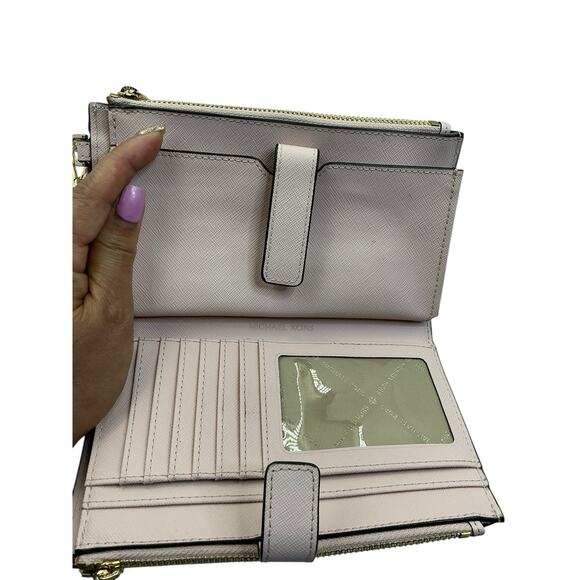 Michael Kors Jet Set Travel Large DoubleZip Wristlet Light Pink - Picture 6 of 10